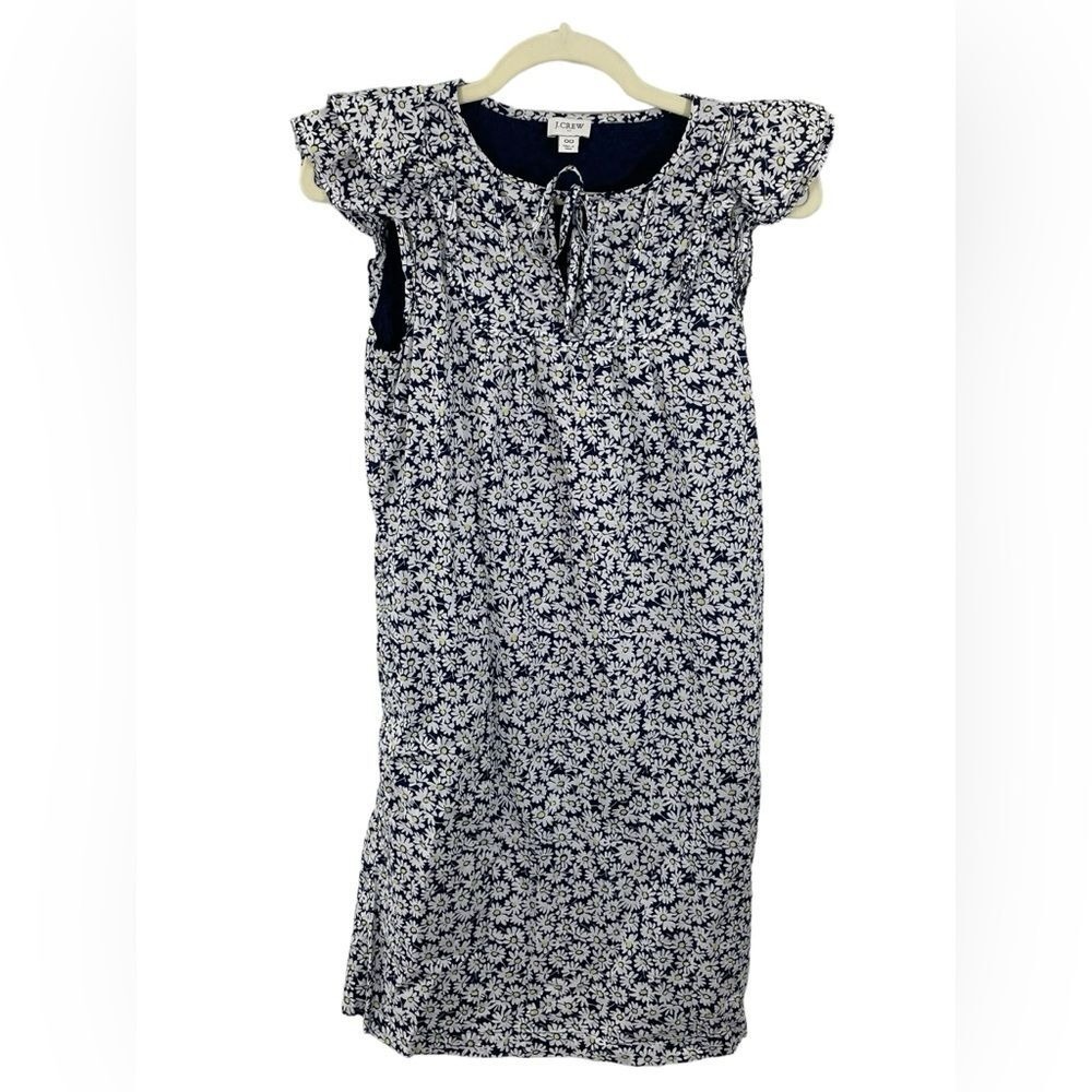 J. Crew Floral Printed Flutter-Sleeve Mini Dress Size 00 Navy‎ White Yellow